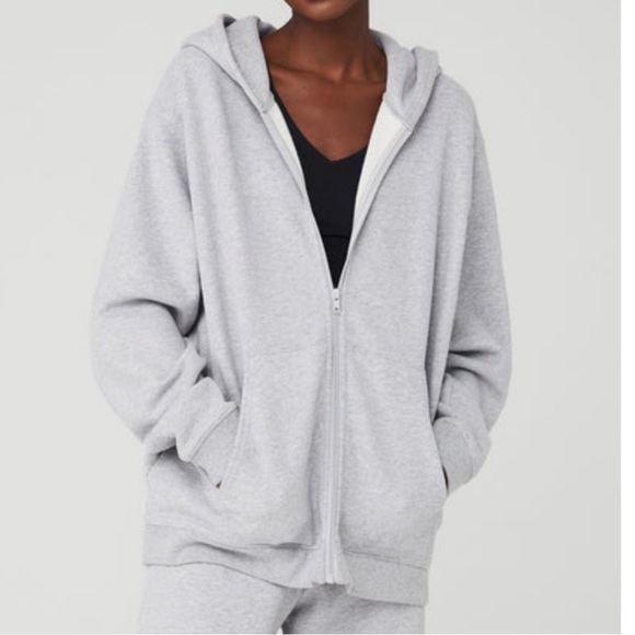 ALO Yoga Tops - ALO Yoga Renown Heavy Weight Full Zip Hoodie - Athletic
Heather Grey Medium M